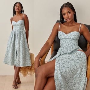 Reformation Cale linen Midi Dress NWOT agave print